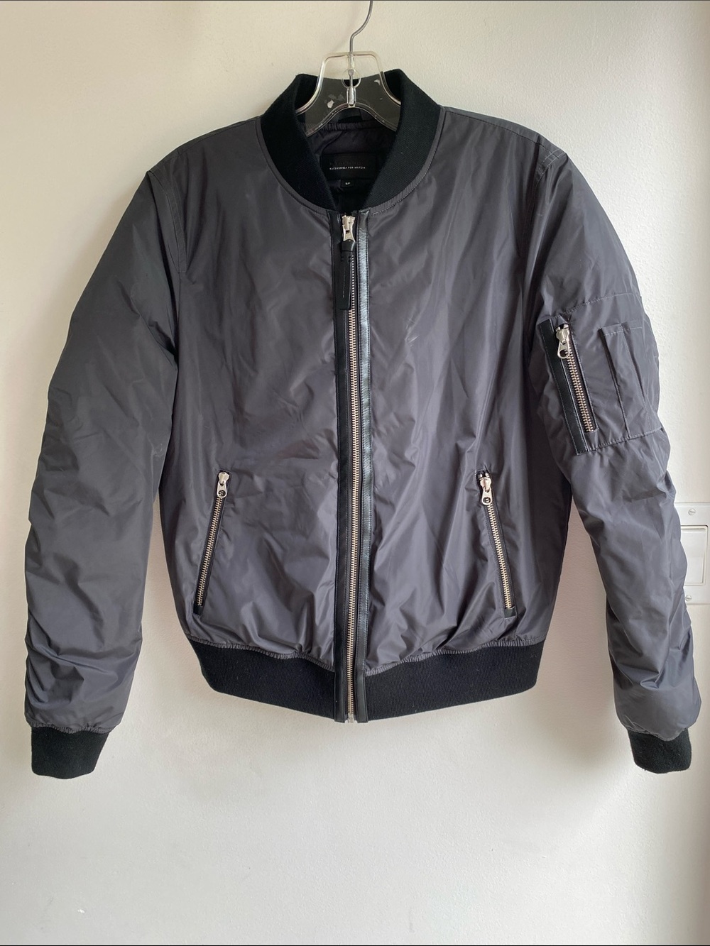 Aritzia Mackage Black Down Filled Bomber Jacket Leather Trim S Like New!